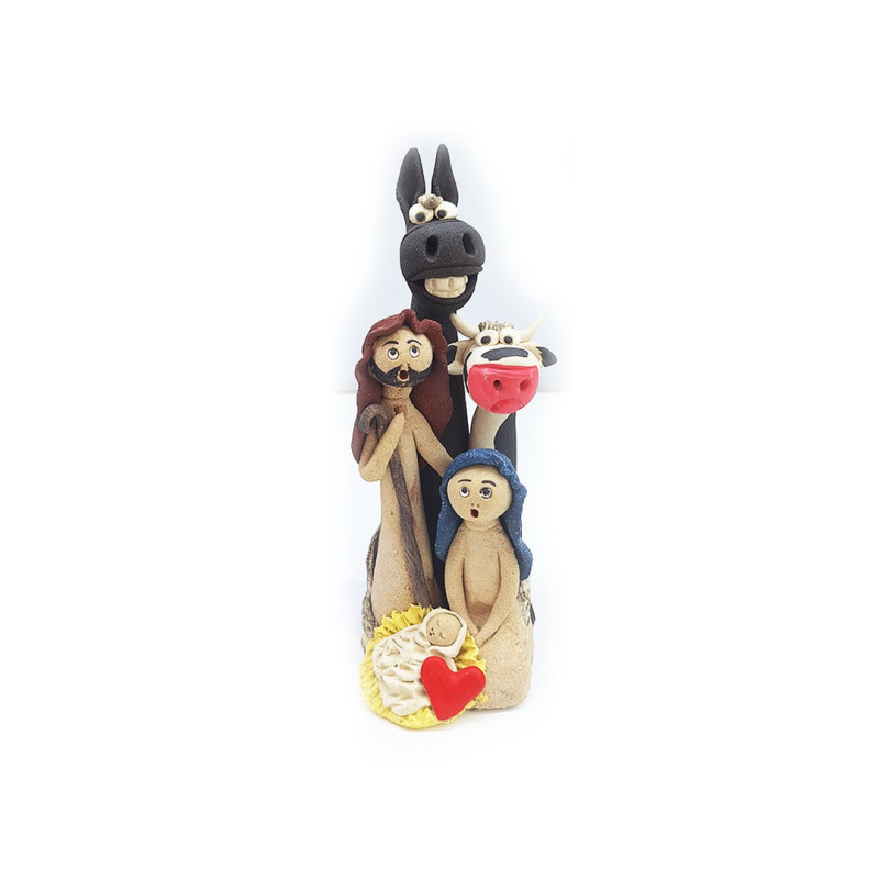 Presépio esguio com burro e vaca