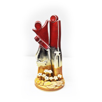 Stylized nativity scene - red and yellow