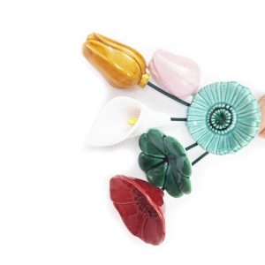 Conjunto de 6 flores em cerâmica