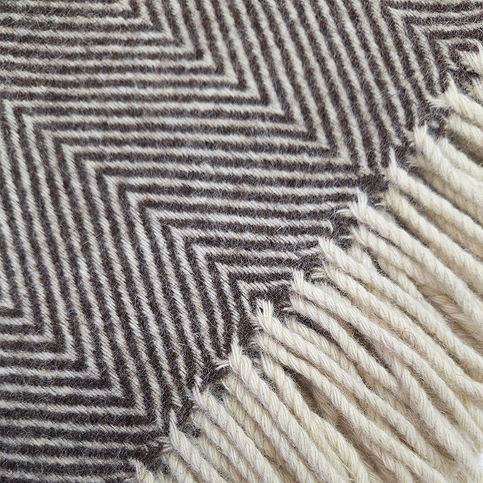 100% Wool blanket-herringbone brown pattern