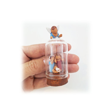 Nativity scene inside a cloche glass dome-miniature