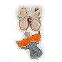 Conjunto de botas de lã e anjo de cerâmica
