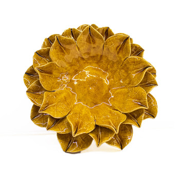 Castiçal Flor em cerâmica - amarelo