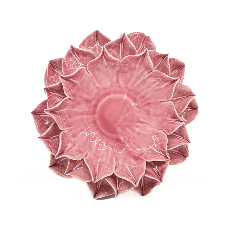 Castiçal Flor, em cerâmica - cor de rosa