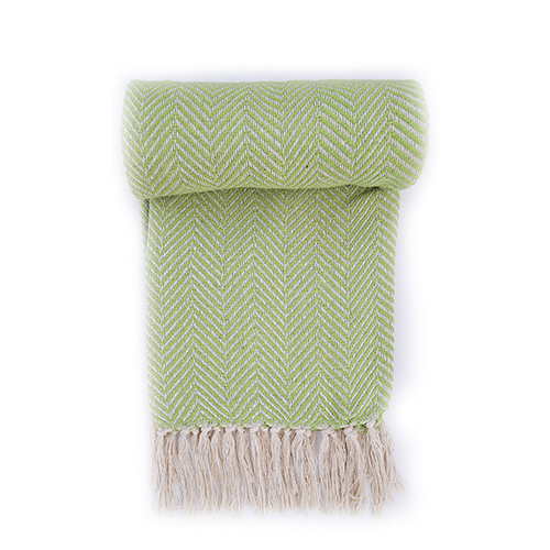 Lime green herringbone natural blanket