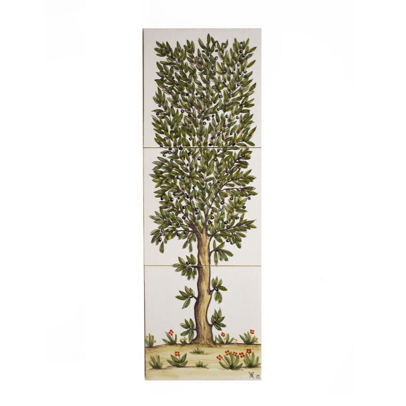 Painel de 3 Azulejos-Oliveira