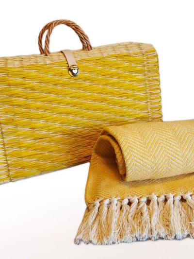 Conjunto Cesta e Manta 100% algodão