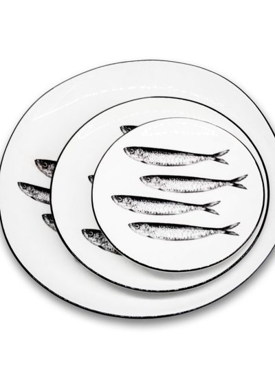 Conjunto de 3 pratos-colecção sardinhas