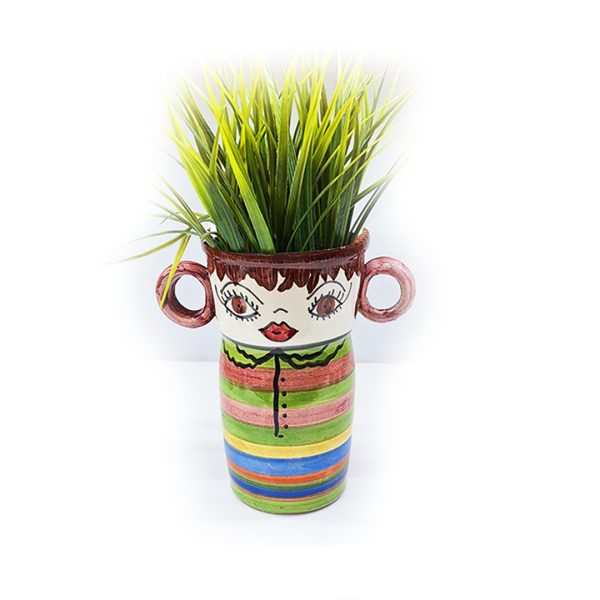 Hand painted clay jar