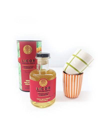 Licor de Figo-da-Índia com 2 copinhos pintados à mão